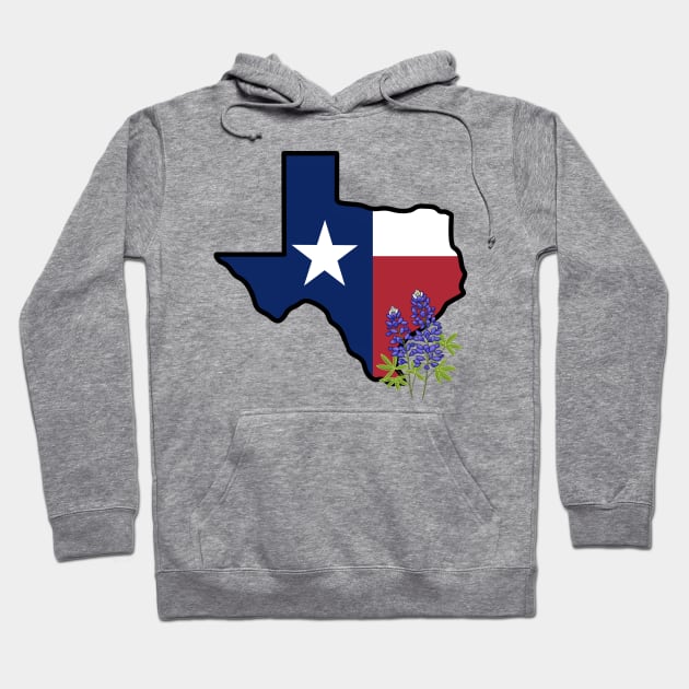 State of Texas Flag with State Flower Bluebonnet Hoodie by Gsallicat